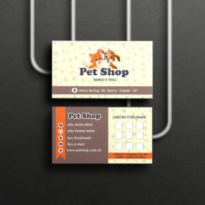 Cartão de Visita para Pet Shop no papel Couchê 300g | Frente e Verso Colorido