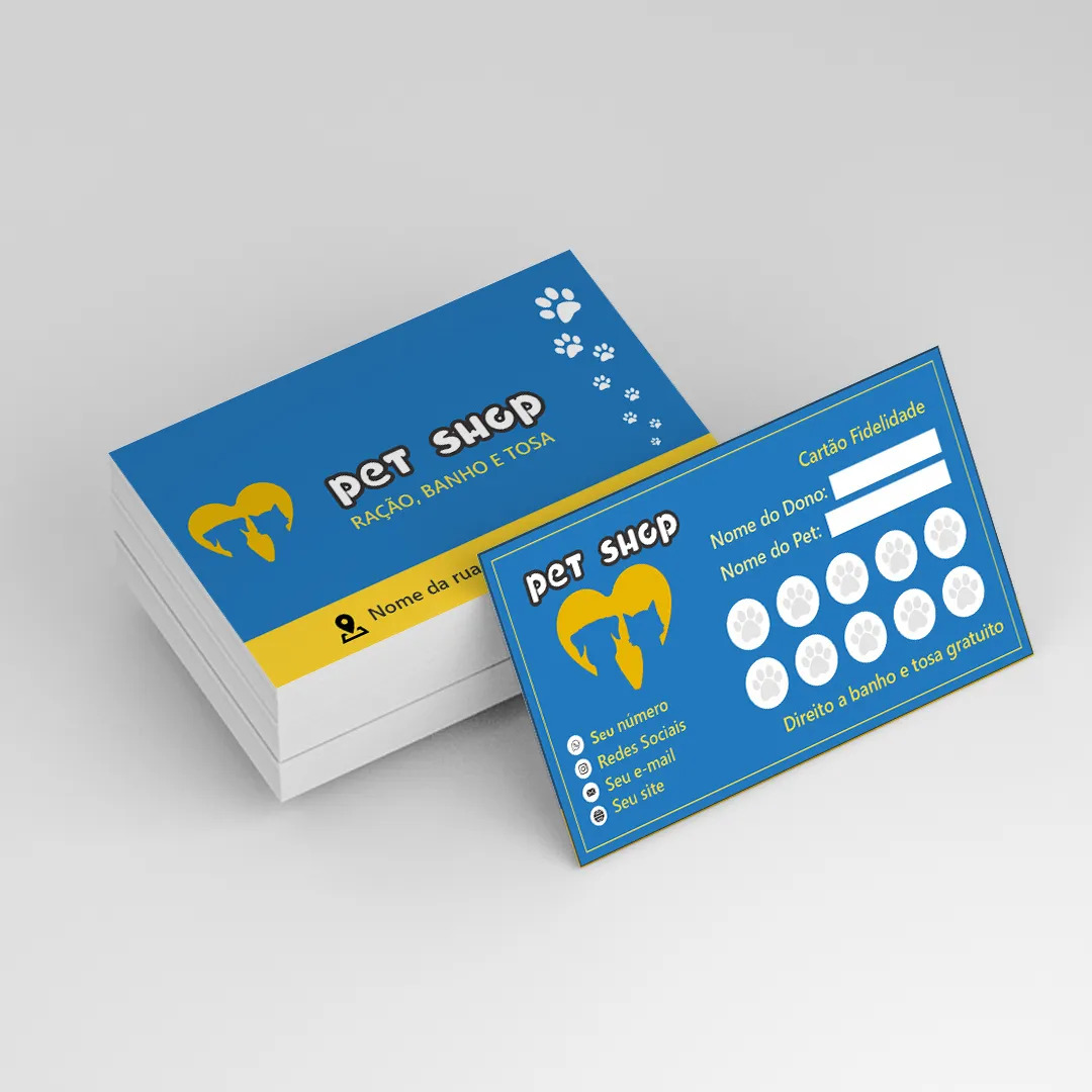 Cartão de Visita para Pet Shop no papel Couchê 300g | Frente e Verso Colorido - Imagem 2