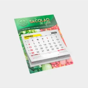 Folhinha de Parede 2026 - Couchê 300g c/ bloco de calendário - 27 x 20cm