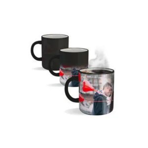 Caneca Mágica Personalizada em Porcelana Termossensível Preto Brilho
