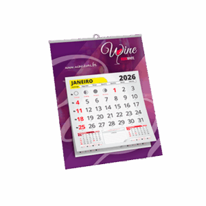 Folhinha de Parede 2026 - c/ Vareta Metálica + bloco de calendário - 24,5 X 35cm