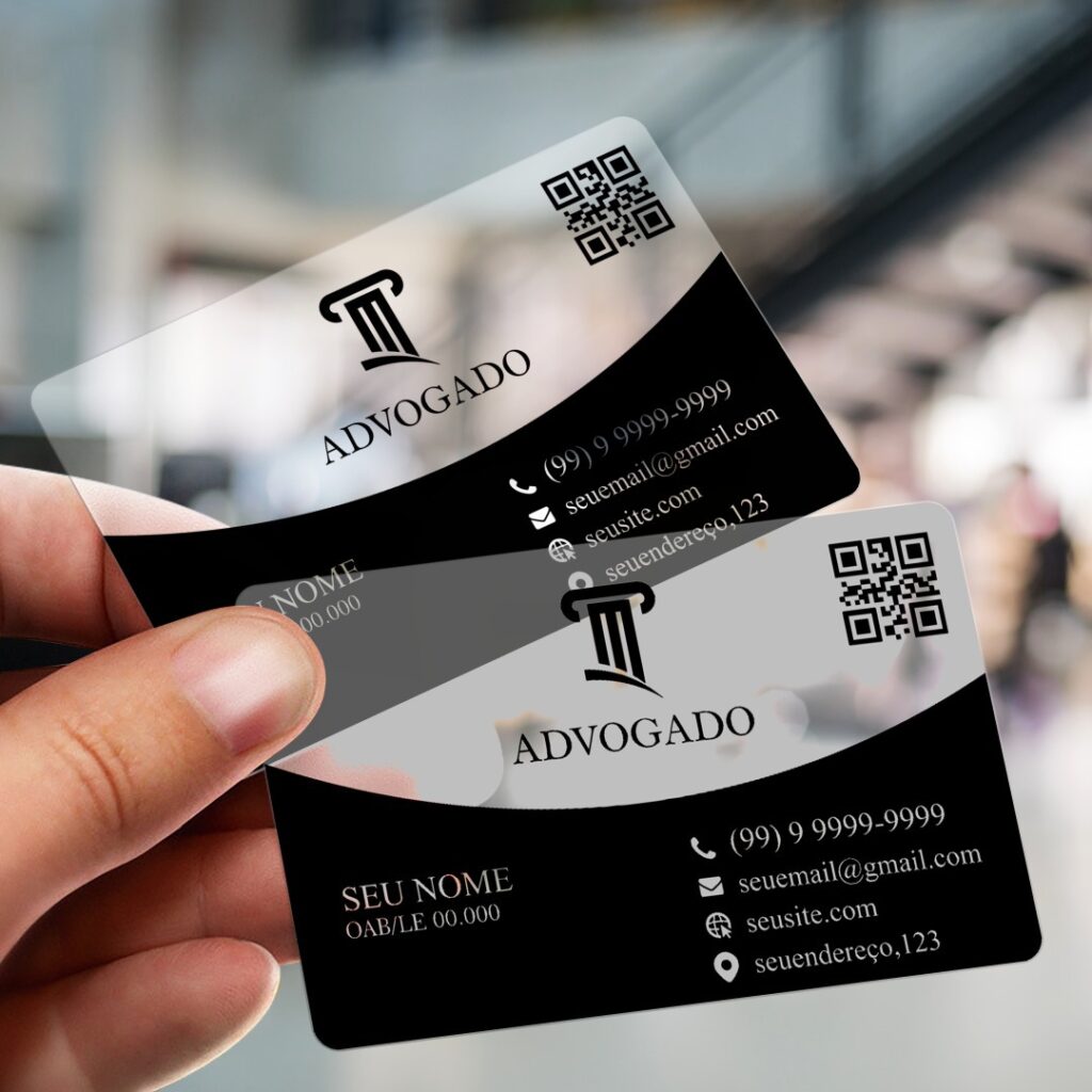 Cartões de Visita – PVC 0,3mm – Transparente p/ Advogado - IDEUP ...