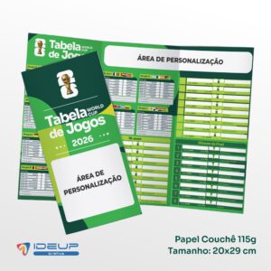 Tabela da Copa - 20 x 29cm - 2 Dobras - Papel Couchê 115g